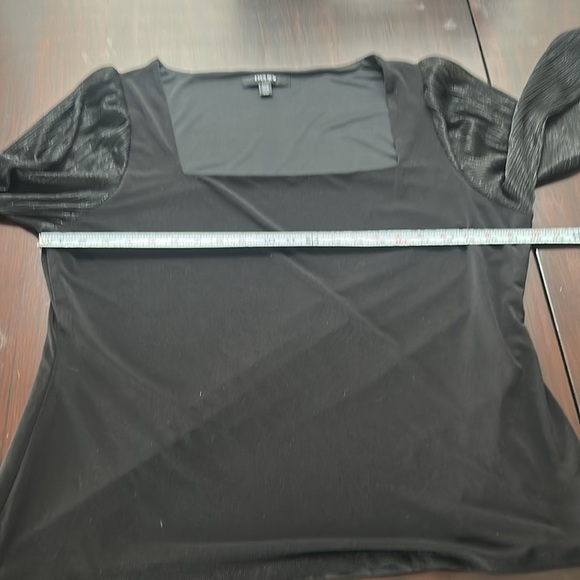 Ever New Curve Pleat Square-Neck Top Blouson Sleeves Black Size 16 - Picture 9 of 14